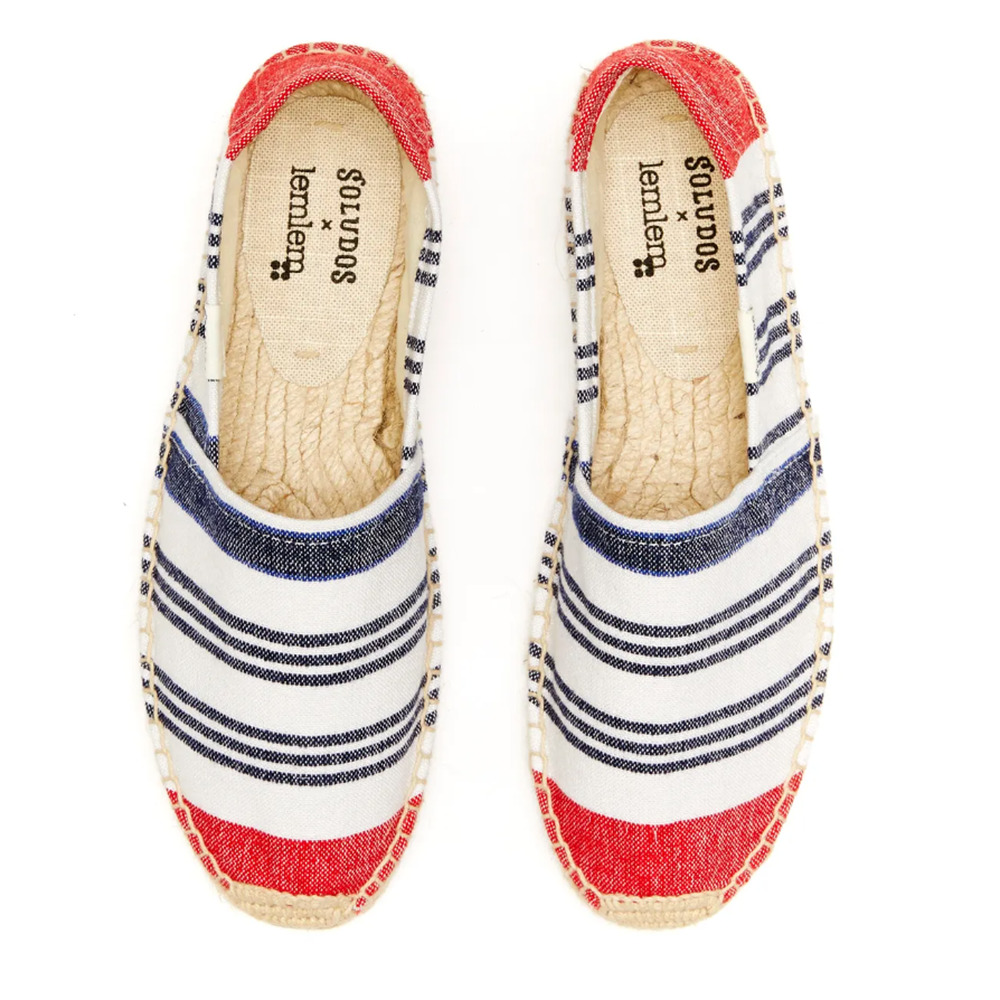 NEW Soludos x Lem Lem Espadrille Comfort Slip-On Shoes in White/Cherry Red